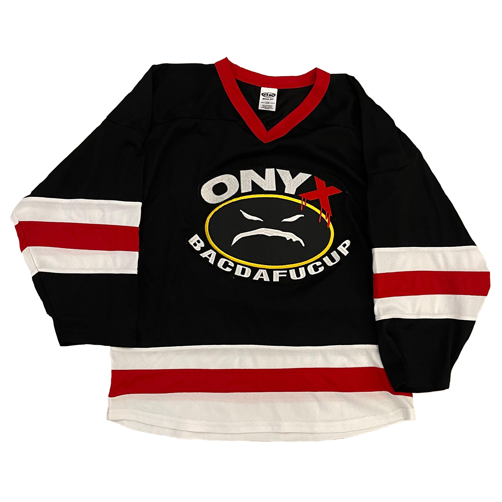 ONYX BACDAFUCUP Hockey Jersey in Black with red and white bands